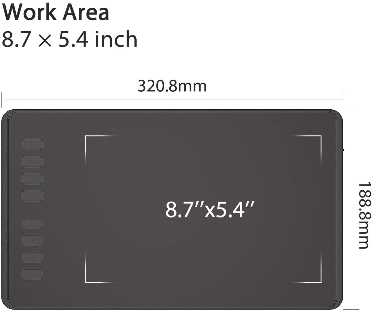 HUION Inspiroy H950P Drawing Tablet, 8x5 inch Digital Art Tablet with Battery-Free Stylus, 8192 Pen Pressure, Tilt, 8 Hot Keys, Graphic Tablet for Design, Writing, OSU, Work with Mac, PC, Mobile