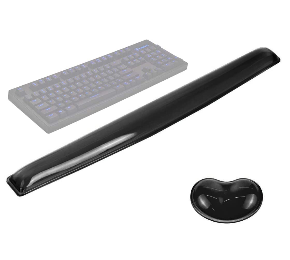 ABRONDA Gel Keyboard & Mouse Wrist Rest Set - Keyboard Wrist Rest Pad & Mouse Support for Office Gaming Pad Computer Laptop Ergonomic Comfortable Pain Relief- Pad Set (Black Pad Set)