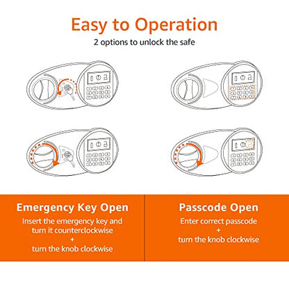 Amazon Basics Steel Security Safe and Lock Box with Programmable Electronic Keypad, for Valuables, Cash, Jewelry, Documents, Black, 1 Cubic Foot, 16.9-x-14.6-x-9.1-inches (WxDxH)