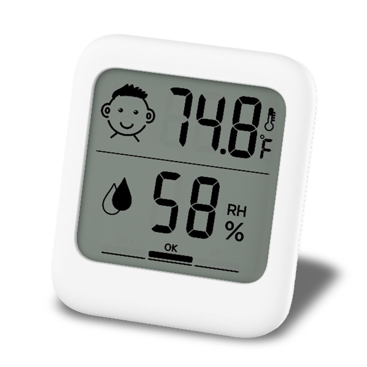 HATUSOKU Digital Thermometer and Hygrometer with Comfort Face Display, Hygrometer, Stand, Magnet, Hanging, Simple, Infectious Disease Prevention, Heat Stroke Prevention (Simple, No Clock)