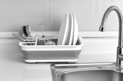 BNYD Plastic Collapsible Dish Drying Rack, Foldable Dinnerware Drainer Organizer for Storage,Kitchen