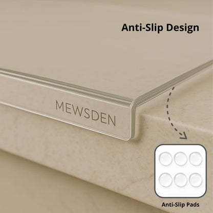 Acrylic Cutting Board with Counter Lip, Clear Cutting Boards for Countertop Protector, Non-Slip Cutting Board for Kitchen Counter, Aesthetic Kitchen Decor Gadgets House Warming Gifts(16.1"x12.5")