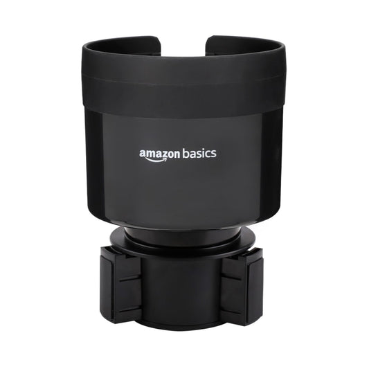 Amazon Basics Car Cup Holder Expander with Adjustable Base, Fits Large Bottles 3.4 to 3.8 in Diameter, Securely Holds Yeti, Hydro Flask and More, Black