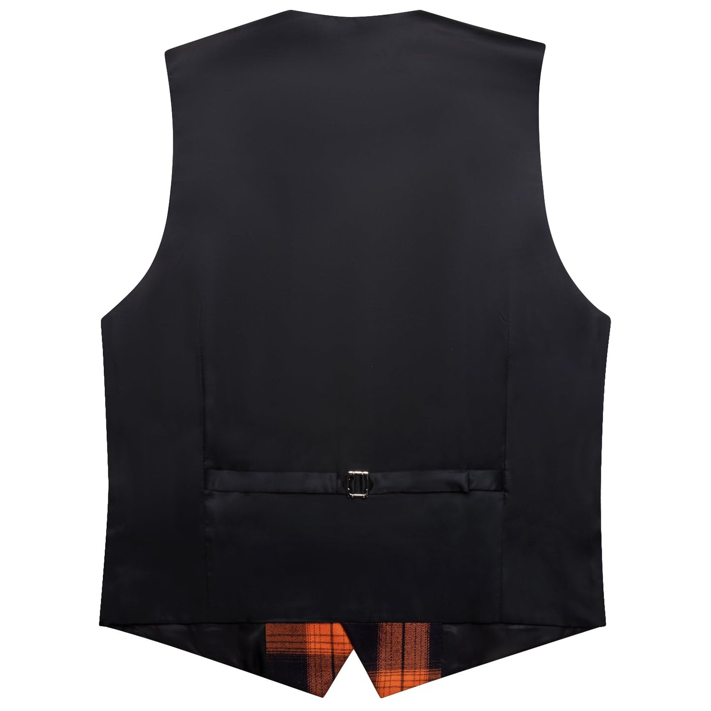 Hi-Tie Orange Black Halloween Suit Vest Mens Slim Fit Plaid Waistcoat 3 Pockets Formal Casual Tuxedo for All Saints' Day