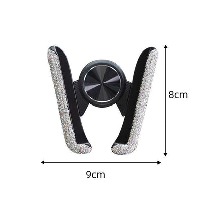 Bling Car Phone Holder,360° Adjustable Crystal Automobile Cradle,Mini Air Vent Cellphone Holder for Car,Black