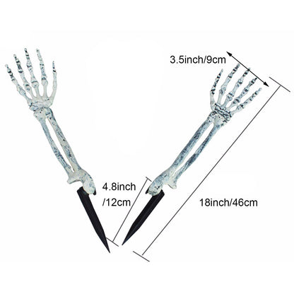 AOFOX Halloween Realistic Skeleton Stakes Zombie Ghost Arm Stake Severed Plastic Skeleton Hands Yard Signs for Lawn Stakes Garden Halloween Props Decoration (6 Pcs White&Black)