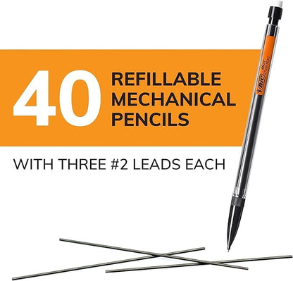 BIC Xtra Smooth Mechanical Pencil with 0.7 mm Medium Point, Refillable and Retractable, 40-Count Pack