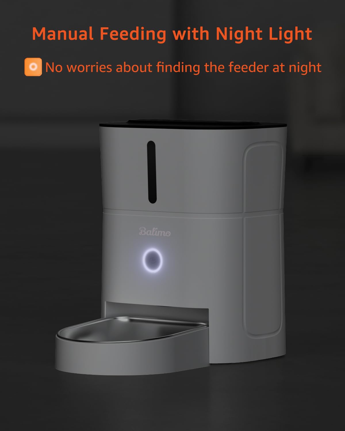 Balimo Automatic Cat Feeder, 3L, Stainless Steel Bowl, 1-6 Meals a Day, White