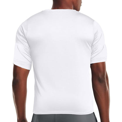 HYCOPROT Men's Compression Shirts Short Sleeve Athletic Workout T-Shirt Cool Dry Sports Baselayer Running Undershirts Tops White