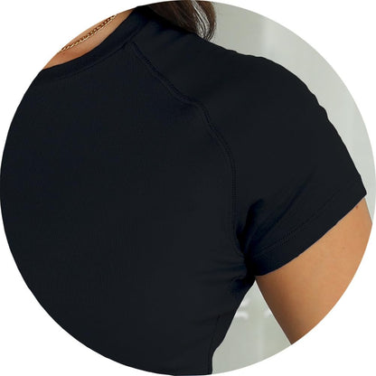 Abardsion 2025 Women Casual Activewear T Shirts Basic Crewneck Raglan Short Sleeve Slim Fit Going Out Tops(Black, S)