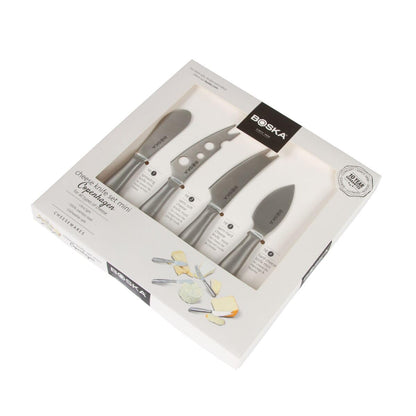 BOSKA Stainless Steel Cheese 4 Knife Set - Mini Copenhagen Knives For All Types of Cheese - Silver Non-Stick - Dishwasher Safe - For Kitchen Cooking
