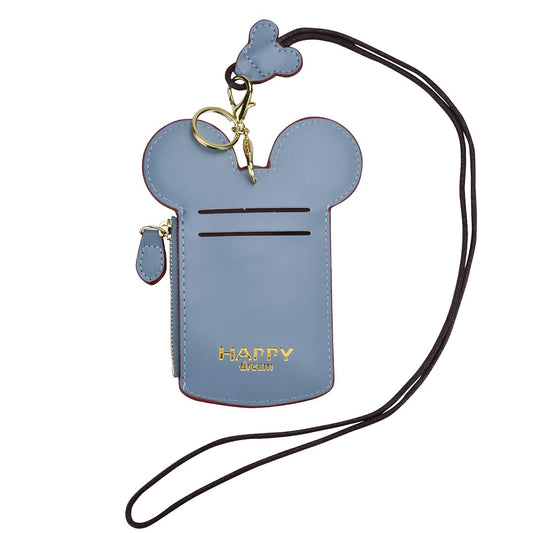 BUUFAN Chic Cute Travel PU Leather Student ID Card Holder Lanyard Neck Pouch Bag With Coin Wallet Purse for Students Women Kids Teens Girls (Blue)