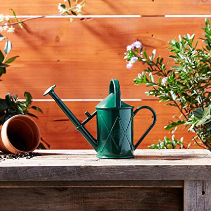 Indoor Plastic Watering Can | The HAWS The Bartley Burbler - Two Pint | Pot Waterer | Fine Spray Rose - Green