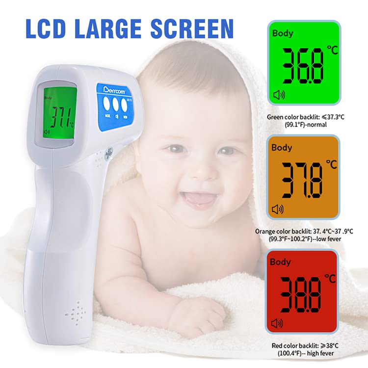 Berrcom Thermometer, 3 in 1 Contactless Infrared Fever Check Thermometer for Forehead, Ideal for Baby, Infant, Kids, and Adults, Batteries Not Included, JXB-178 (White)