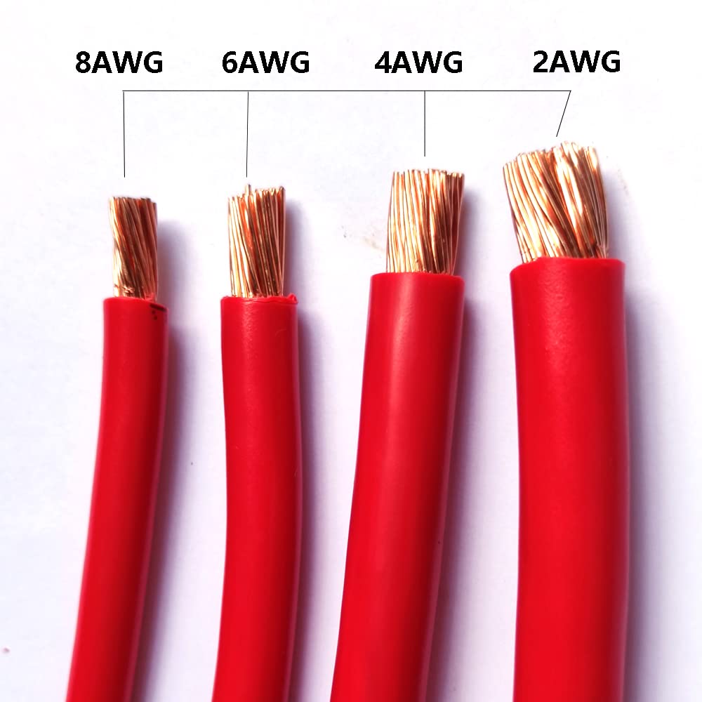 Battery Cable 6AWG 20 Inch Battery Power Inverter Cables Set with 3/8" Lugs Terminals 6Gauge x20in (1 Black & 1 Red) for Car Marine Solar ATV Lawn Mower RV Motorcycle (6AWG, 20-Inch)