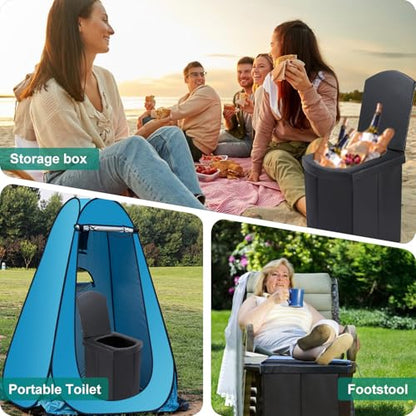 Ann Katy Upgrade XL Portable Toilet for Adults, Extra Large Portable Travel Floding Camping Toilet, Camping Tall Toilets with Lid for Kids Compact Potty for Car,Hiking,Beach,Toilet Storage Stool