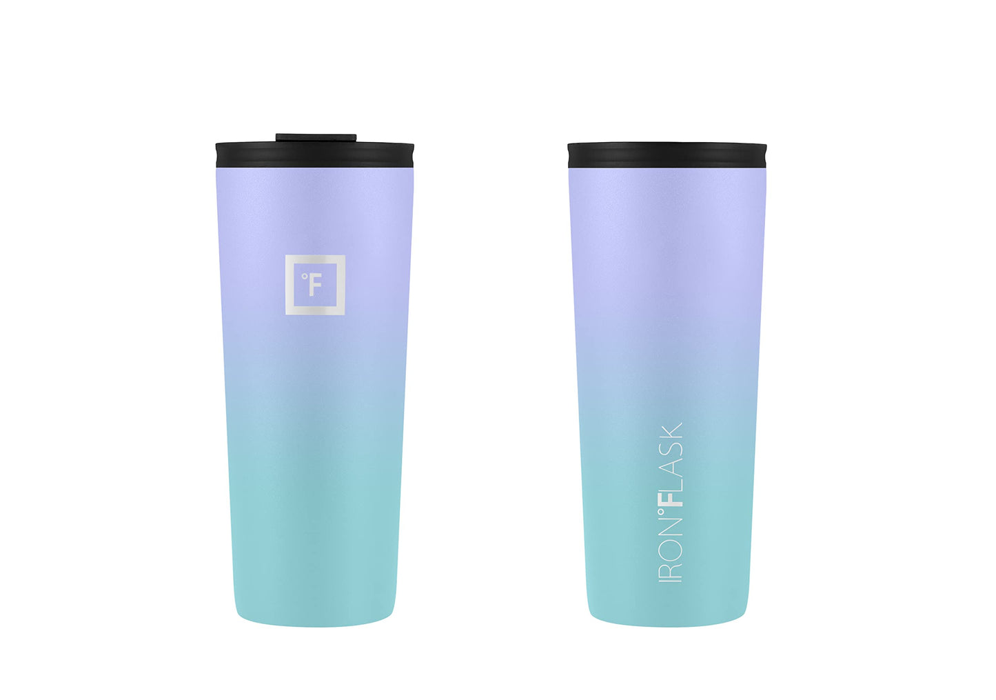IRON °FLASK Classic Tumbler - Vacuum Insulated Stainless Steel Water Bottle, Double Walled, Drinking Cup, Insulated Travel Mug (Cotton Candy, 24 oz Solid Lid)