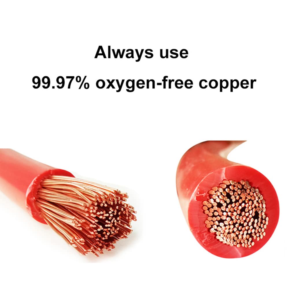 Battery Cable 6AWG 20 Inch Battery Power Inverter Cables Set with 3/8" Lugs Terminals 6Gauge x20in (1 Black & 1 Red) for Car Marine Solar ATV Lawn Mower RV Motorcycle (6AWG, 20-Inch)