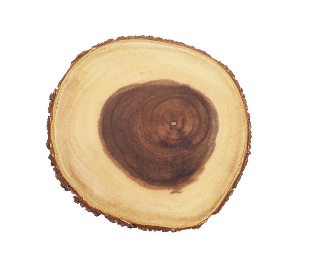 Artesà Natural Wooden Tree Trunk Cheese Board/Serving Platter with Bark Edge, 21 cm (8") - Round