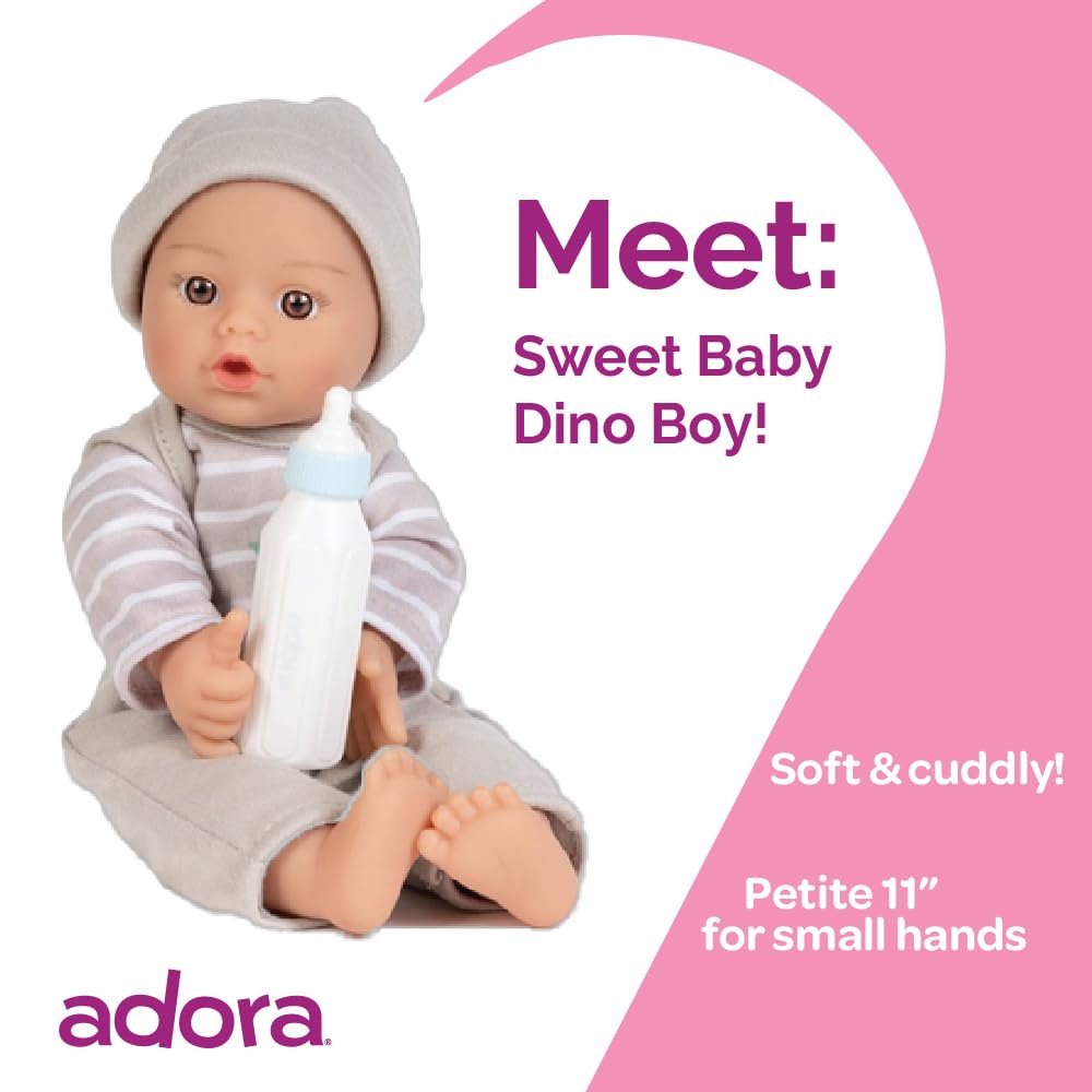 Adora Sweet Baby - 11” Soft & Cuddly Baby Doll, Realistic Features, Gentle Scent, Machine Washable, Lightweight & Easy to Hold | Adorable Playmate (Boy Dino)