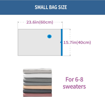 7 Pack Small Space Saver Vacuum Storage Bags for Clothing Travel, Vacuum Seal Compression Bags for Clothes, Packing, Luggage, Blankets, Comforters and Pillows, Hand Pump Included