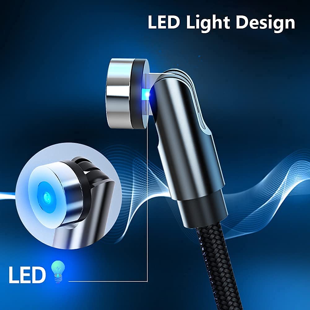 Bojianxin 540° Rotation 3 in 1 Magnetic Charging Cable (7-Pack, 1.6ft/3.3ft/6.6ft/6.6ft/10ft/10ft, Magnet Phone Charger Compatible with Micro USB, Type C Device, black, (NEW-7PACK)