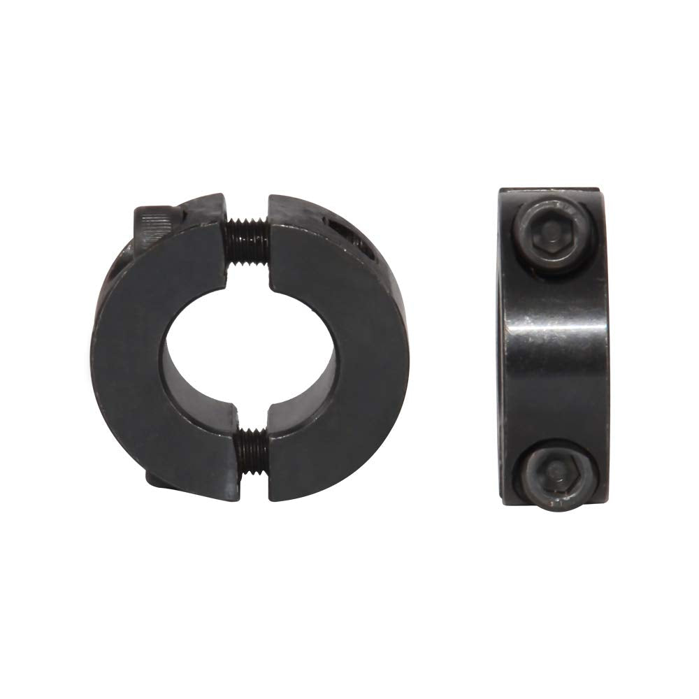 AZSSMUK Double Split Clamp-On Shaft Collars of Carbon Steel with Black Oxide Coating 3/8" Bore Set Screw,4-piece