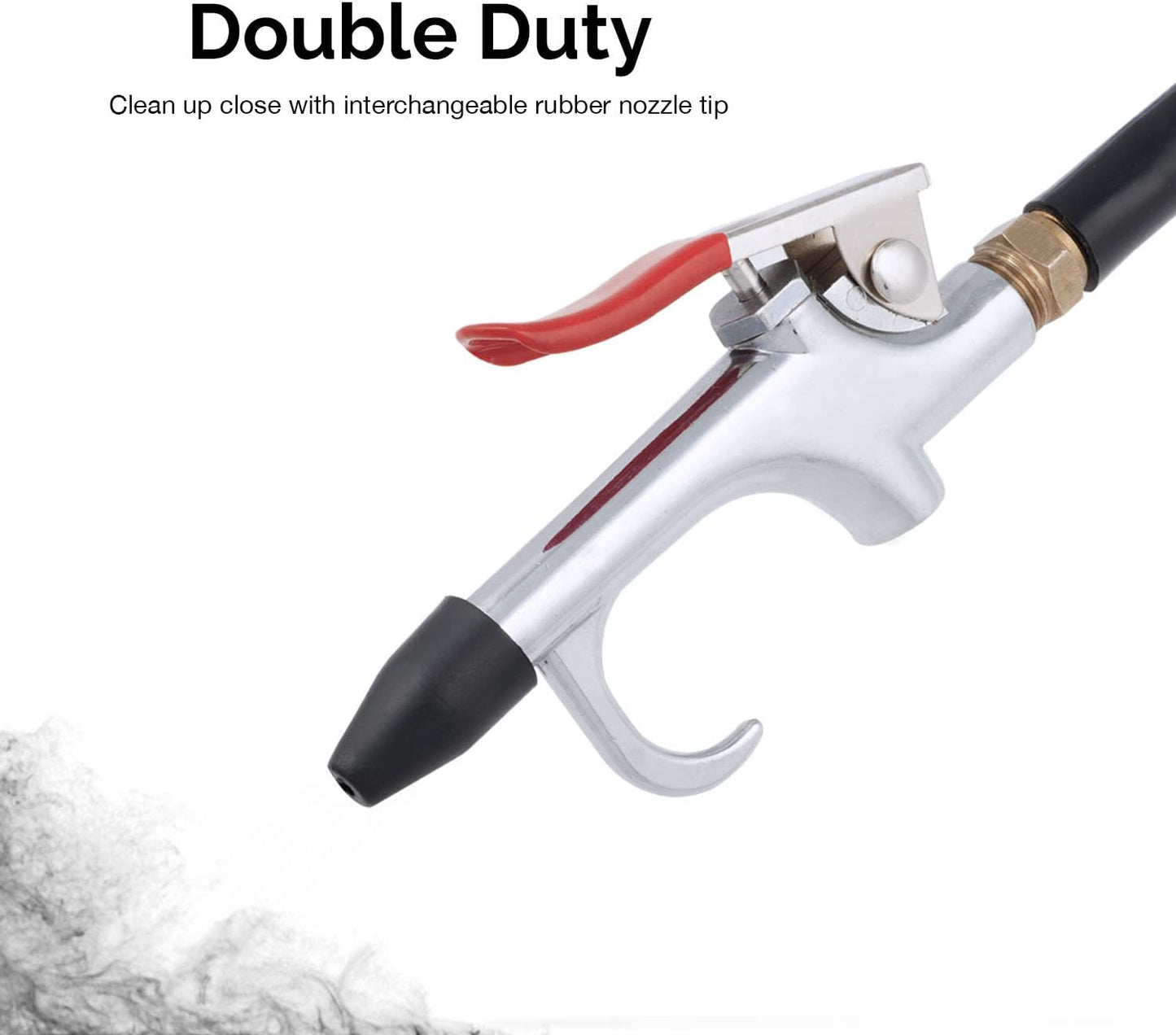 Hiltex 31111 Long Reach Pneumatic Air Blow Gun | 24” Length | 1/4" NPT Air Inlet | Angled Aluminum Nozzle with Pistol Grip Trigger | Rubber Tip