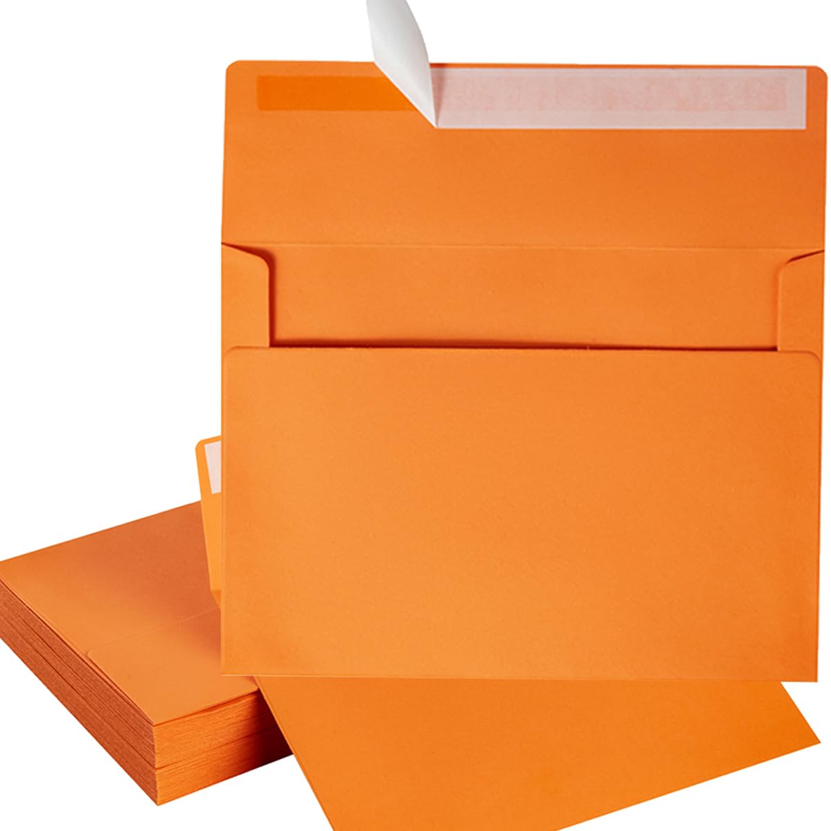 50 Pack 5 x 7 Envelopes Colored Self Seal for Wedding, Party Invitations, Greeting Cards, Announcements, Photos, 5.24 x 7.21 Inches (Dark Orange)
