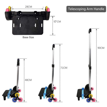 Backpack Trolley, Wheeled Trolley Aluminium Alloy Foldable Hand Cart 6 Wheels Rolling Luggage Carts for Kids School