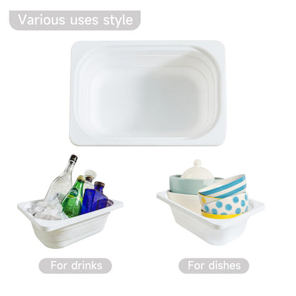 Beright Collapsible Storage Bin, Wash Basin Folding Dish Tub Sink, Space Saving for Dishing, Fruit and Camping, Hiking and Home, White, Small, 1 Pack