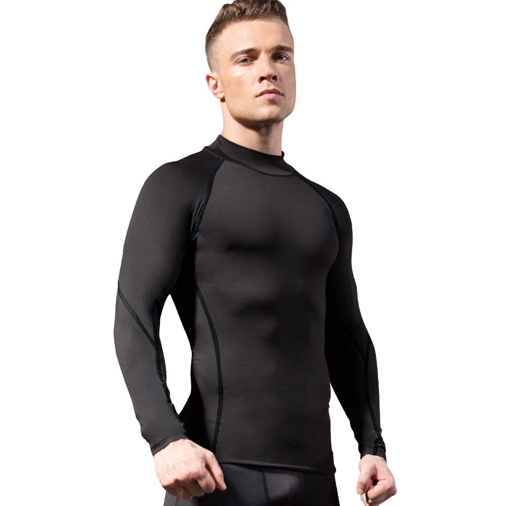 2/3 Pack Men's Compression Shirts Long Sleeve Workout Shirts Mock Turtleneck Athletic Base Layer Active Undershirts Tops