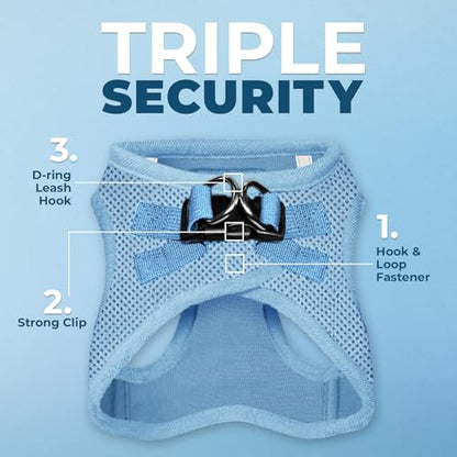 Best Pet Supplies - All Weather Mesh, Reflective, No Pull Harness for Small, Medium Dogs, Cats - Secure with Hook & Loop Fastener, Buckle, Double D-Rings - Baby Blue, M
