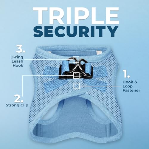 Best Pet Supplies - All Weather Mesh, Reflective, No Pull Harness for Small, Medium Dogs, Cats - Secure with Hook & Loop Fastener, Buckle, Double D-Rings - Baby Blue, S