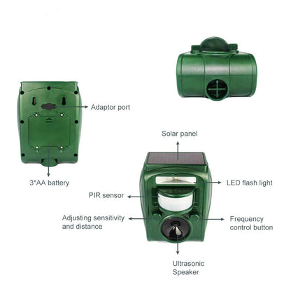 Broox 2025 Upgraded Solar Animal Repellent, Cat Repellent Outdoor, Squirrel Repellent, Deer Repellent, Ultrasonic pest Repeller, IP65 Waterproof, Motion Detection, Dog, Raccoon, Skunk, Rabbit, Rodent