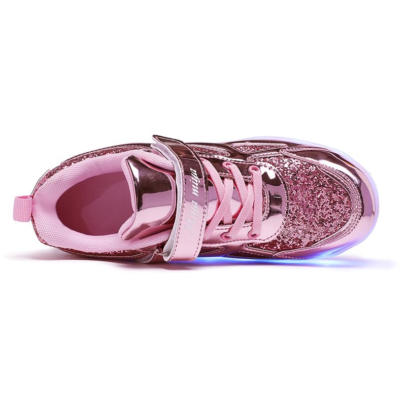 HOVERKICKES LED Roller Skate Shoes for Kids Boys Girls Light Up Roller Sneakers with Detachable Wheels Rechargeable Flashing Wheeled Shoes