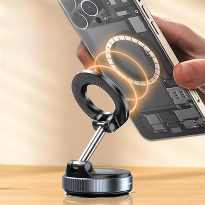 360° Foldable Vacuum Magnetic Phone Holder, Magnetic Car Phone Mount, Hands-Free Suction Cup Phone Holder for Smooth Surface/Car/Gym/Mirror/Tile-Black