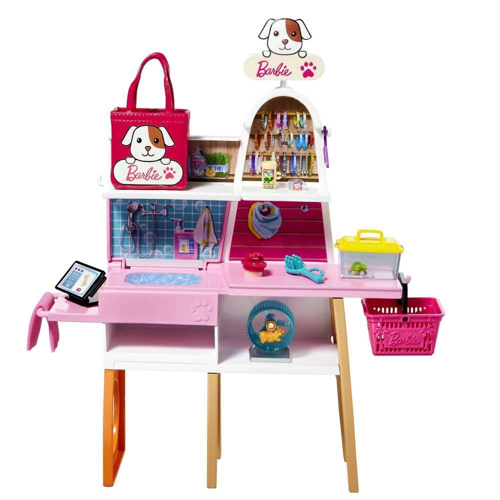 Barbie Doll & Playset, Pet Boutique with 4 Pets, Color-Change Grooming Feature & 20+ Themed Accessories