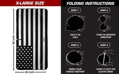 Autopect Windshield Sun Shade - American Flag Design, High-Resolution Sun Visor for Car, Truck, SUV with Mirror Cut-Out for Interior Sun Protection, Foldable Car Sun Shade (Black and White, X-Large)