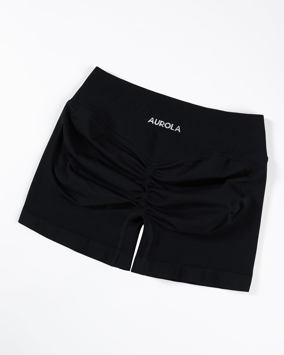 AUROLA Influence Collection Workout Shorts for Women,No Roll Up New Scrunch SeamlessGym Short-2.5" Inseam, Black, M
