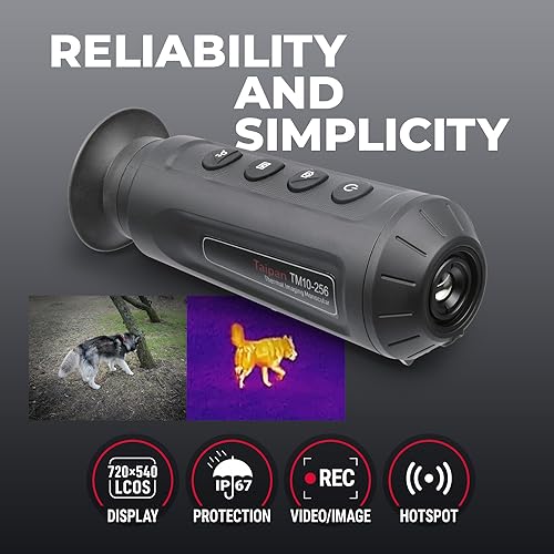 AGM Global Vision Taipan TM10-256 Thermal Monocular - 256x192 Resolution, 12μm Pixel Pitch, Video Recording 1-8x Digital Zoom Heat Vision Monocular, Thermal Imaging Monocular Thermal Optic for Hunting