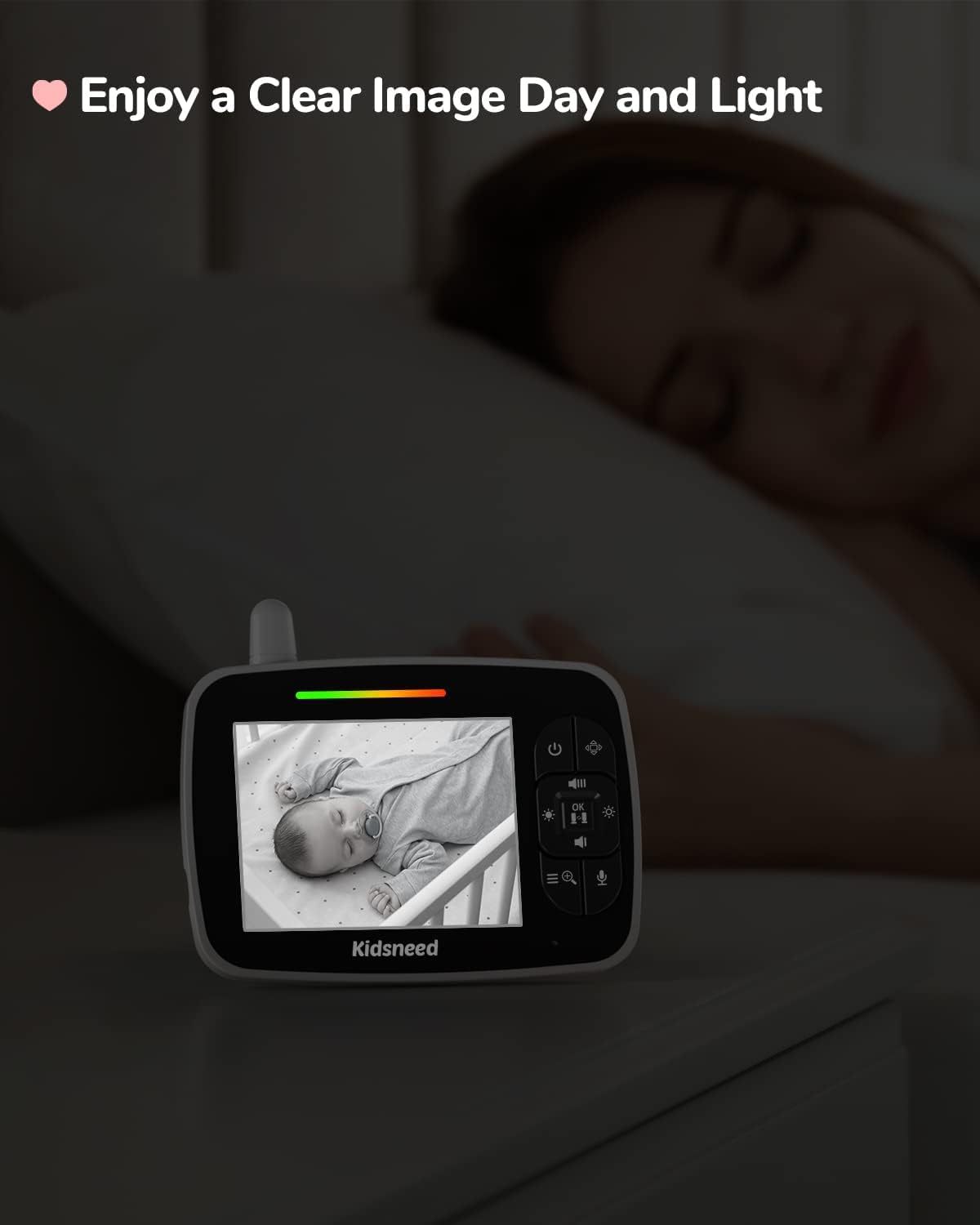 Baby Monitor - 3.5 inch Large Display Video Baby Monitor with Camera and Audio,Remote Pan/Tilt/Zoom, 1200 mAh Battery, Night Vision, Two Way Talk, Smart Temperature,Lullabies,960ft Long Range