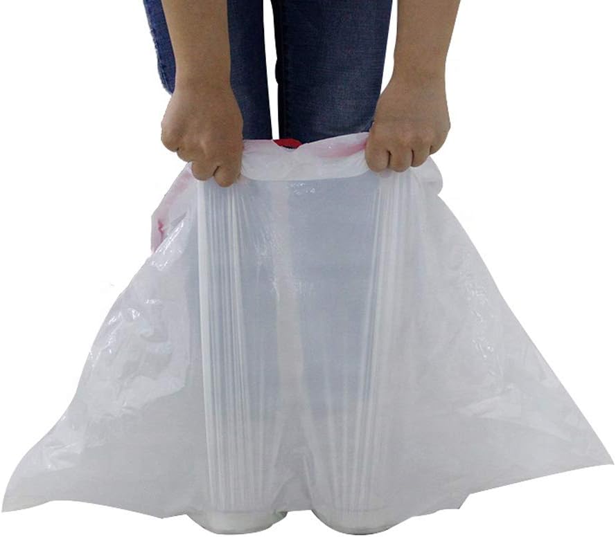 BILIEASY Cat Litter Box Liners large with Drawstrings 10 Pack Scratch Resistant Bags for Medium and Large Litter Box (M, WHITE)