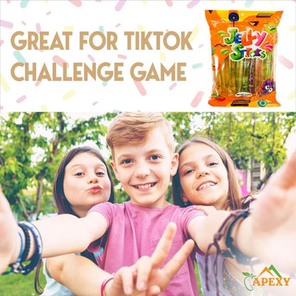 Apexy Jelly Straws, Fruit Jelly Filled Strips, Tiktok Candy Trend Items, Assorted Fruit Jelly Sticks, 15.23oz (432g)