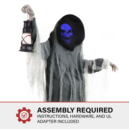 Haunted Hill Farm Motion-Activated Looming Phantom, Plug-in Talking Halloween Animatronic for Standing or Hanging Indoor or Covered Outdoor Creepy Decorations