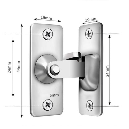 90 Degree Right Angle Door Lock Buckle Safety Door Lock Bolt, Stainless Steel Door Latch for Wooden Fences, Doors, Windows, Safety Sliding Door Latch… (Silver)