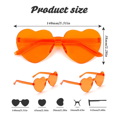 Bachelorette Heart Shaped Sunglasses for Women - Orange Disco Accessories, Funny Halloween Decorations, Party Supplies, Festival Bulk Pack