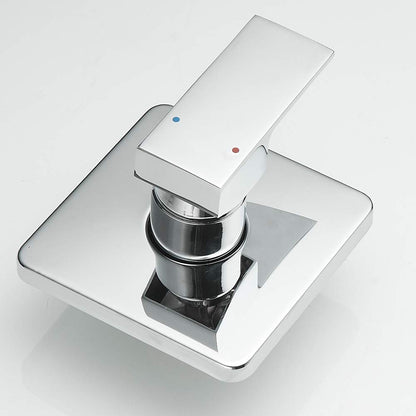 Heable Single Function Shower Trim Kit with Rough-in Valve, Bathroom Rain Shower Set Rainfall Shower Faucet System with Square Stainless Steel Metal Shower Head, Polished Chrome