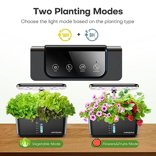 Ahopegarden Indoor Garden Hydroponics Growing System: 10 Pods Plant Germination Kit Aeroponic Herb Vegetable Growth Lamp Countertop with LED Grow Light - Hydrophonic Planter Grower Harvest Lettuce