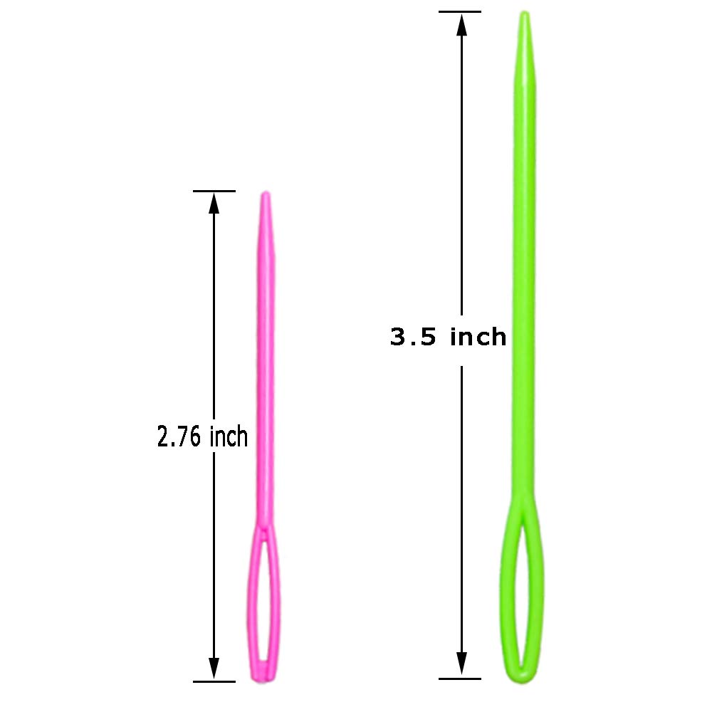 Hekisn Large-Eye Plastic Sewing Needles, 20 Pieces Colorful Safety Lacing Needles, 2 Different Sizes Yarn Sewing Needle, Learning Needles for DIY Sewing Handmade Crafts，3.5 &2.76 inch (20 Pieces)